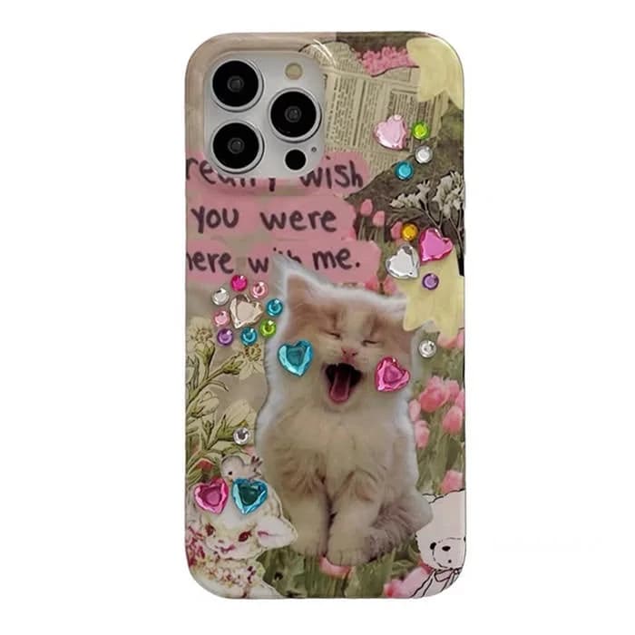 Cat Rhinestone iPhone Case — view 1 Cat Rhinestone iPhone Case — view 1
