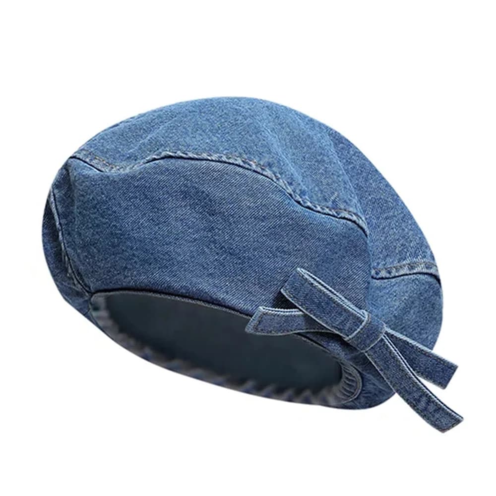 French Girl Denim Beret Hat — view 2 French Girl Denim Beret Hat — view 2