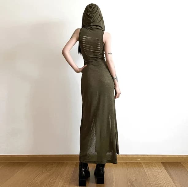 Hooded Slit Maxi Dress — view 3 Hooded Slit Maxi Dress — view 3