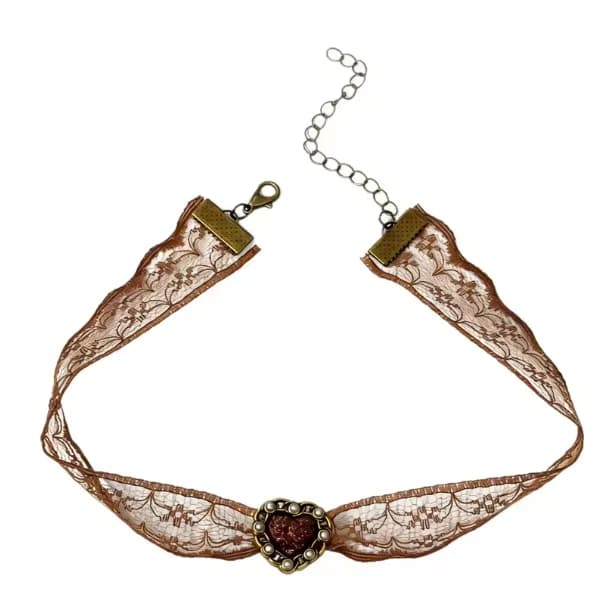 Brown Lace Choker Necklace — view 1 Brown Lace Choker Necklace — view 1