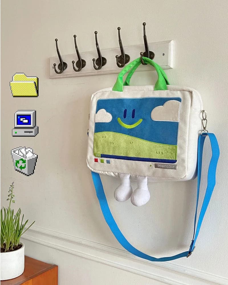 Windows XP Aesthetic Embroidery Handbag — view 2 Windows XP Aesthetic Embroidery Handbag — view 2