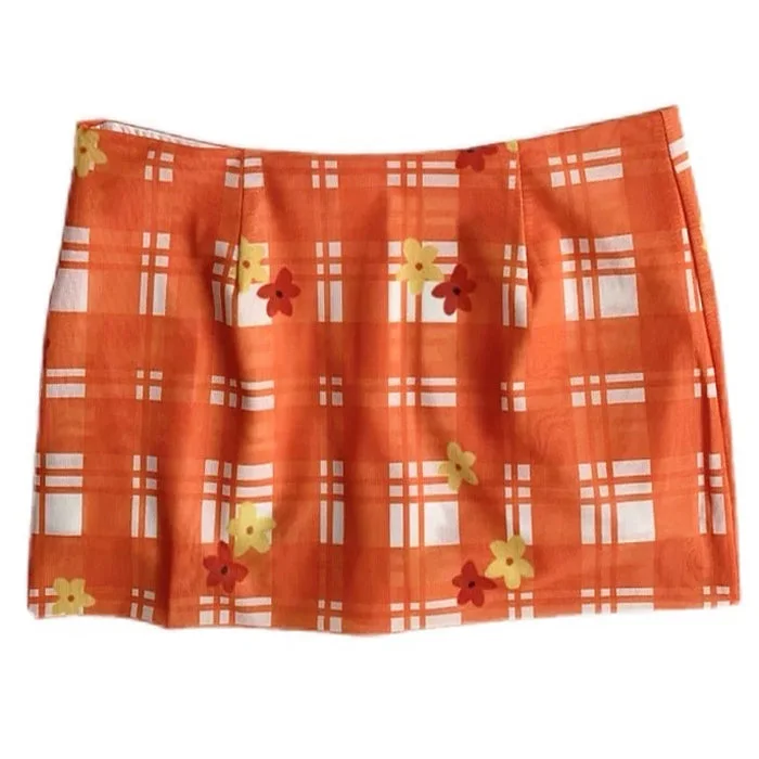Floral Gingham Mini Skirt — view 1 Floral Gingham Mini Skirt — view 1