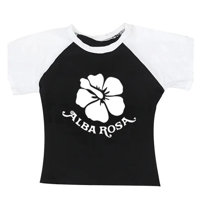 Y2K Alba Rosa Baby Tee — view 1 Y2K Alba Rosa Baby Tee — view 1
