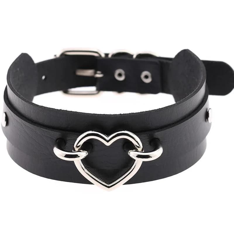 Vegan Leather Heart Choker Collar — view 2 Vegan Leather Heart Choker Collar — view 2