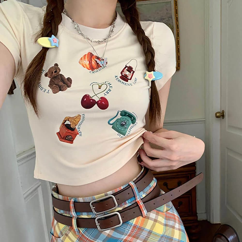 Kawaii Aesthetic Baby Tee — view 2 Kawaii Aesthetic Baby Tee — view 2