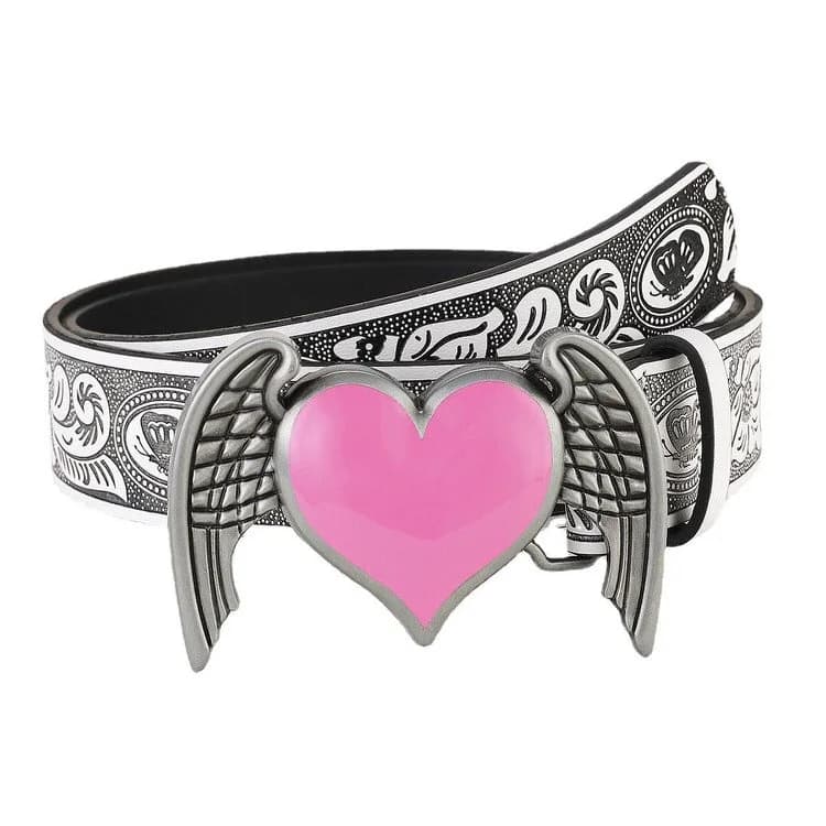 Y2K Aesthetic Angel Wings Heart Belt — view 1 Y2K Aesthetic Angel Wings Heart Belt — view 1