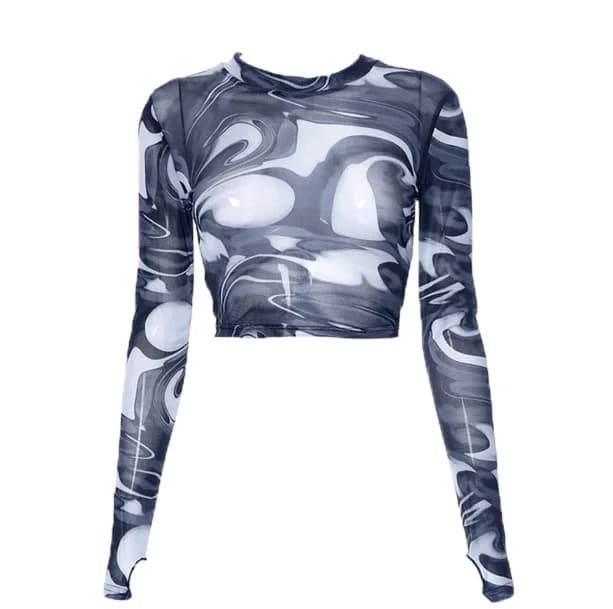 Wavy Y2K Long Sleeve Top — view 2 Wavy Y2K Long Sleeve Top — view 2
