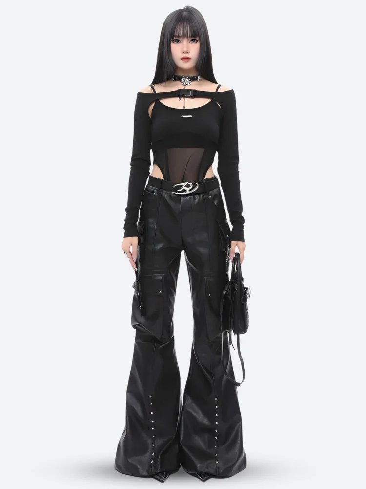 Faux Leather Cargo Pants — view 2 Faux Leather Cargo Pants — view 2