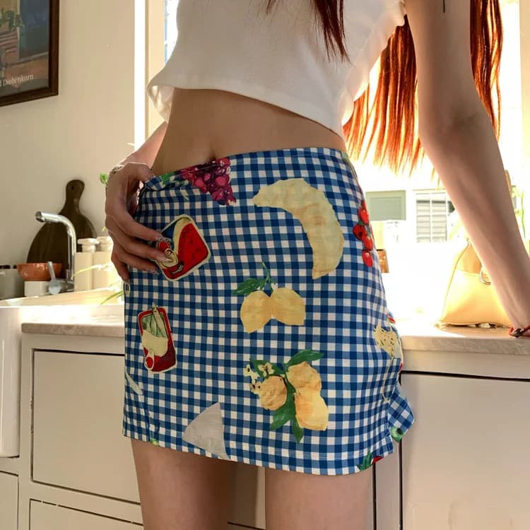 Provence Picnic Gingham Mini Skirt — view 1 Provence Picnic Gingham Mini Skirt — view 1