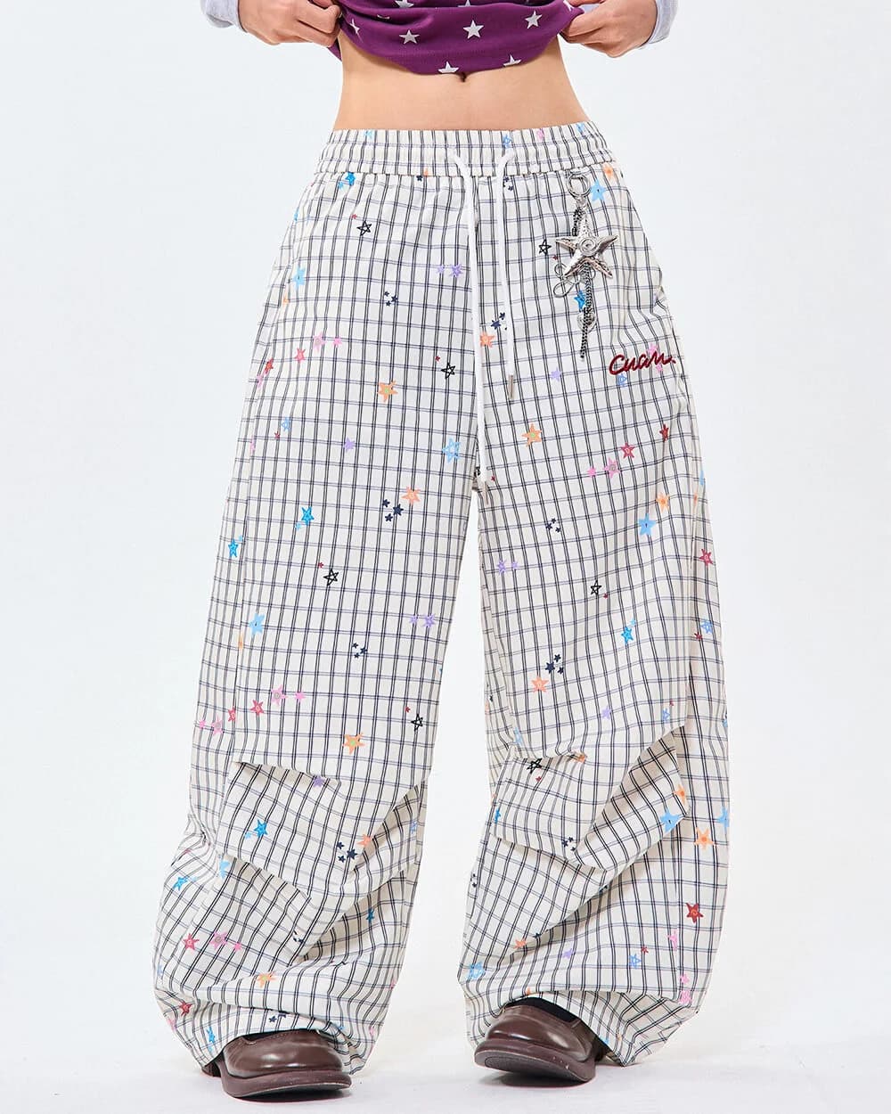 Starry Grid Aesthetic Wide Leg Pants — view 2 Starry Grid Aesthetic Wide Leg Pants — view 2