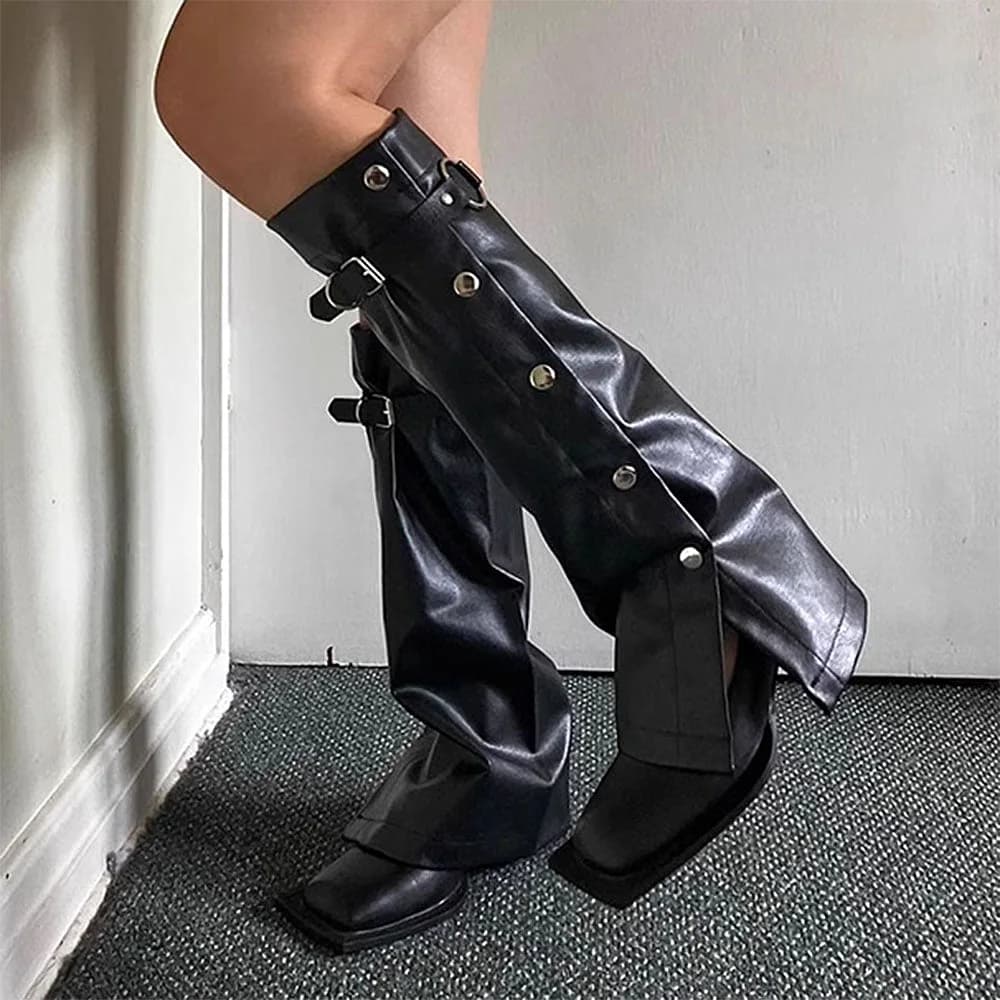 Grunge Leather Leg Warmers — view 2 Grunge Leather Leg Warmers — view 2