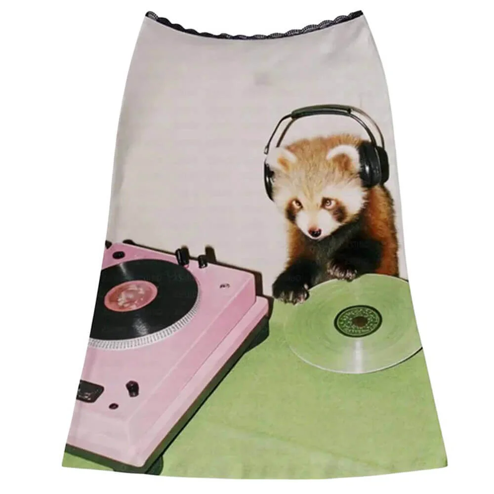 Red Panda DJ Print Midi Skirt — view 1 Red Panda DJ Print Midi Skirt — view 1