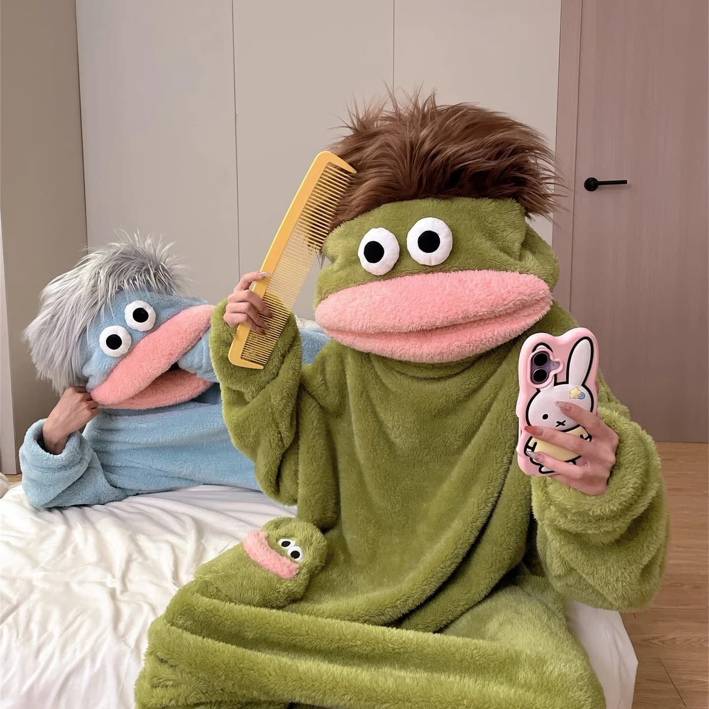 Big Mouth Monster Fleece Onesie Pajama — view 2 Big Mouth Monster Fleece Onesie Pajama — view 2