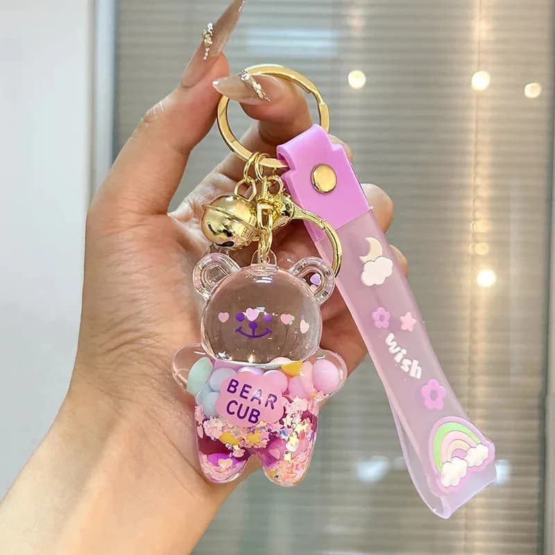Glitter Bear Rainbow Strap Keychain — view 2 Glitter Bear Rainbow Strap Keychain — view 2