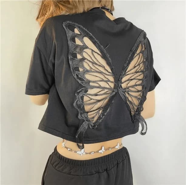 Open Back Butterfly T-Shirt — view 2 Open Back Butterfly T-Shirt — view 2