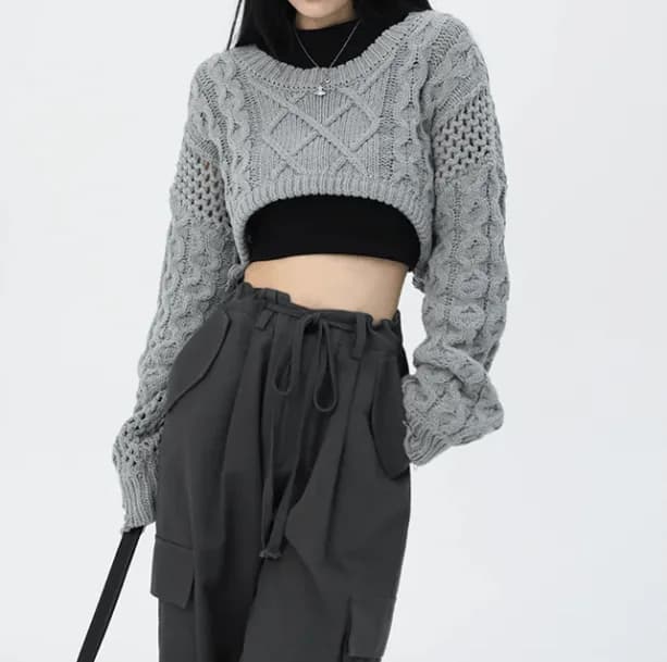 Knitted Super Cropped Sweater — view 2 Knitted Super Cropped Sweater — view 2