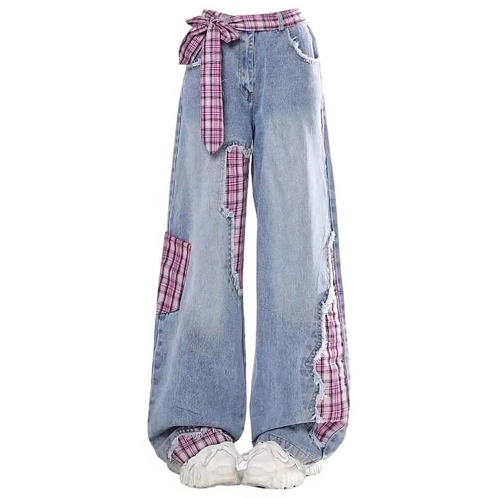 Teen Spirit Plaid Patchwork Jeans — view 2 Teen Spirit Plaid Patchwork Jeans — view 2