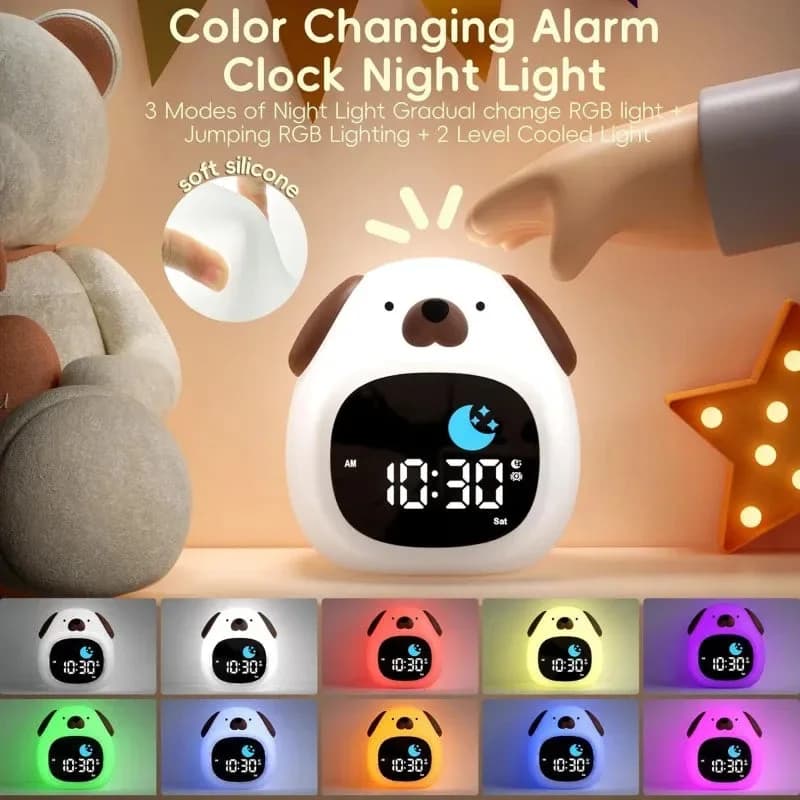 Cute Puppy Night Light Alarm Clock — view 2 Cute Puppy Night Light Alarm Clock — view 2