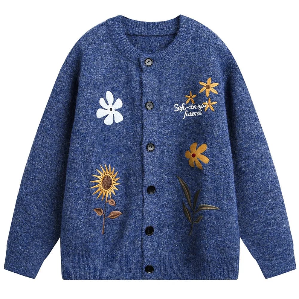 Cottagecore Embroidery Knit Cardigan — view 1 Cottagecore Embroidery Knit Cardigan — view 1