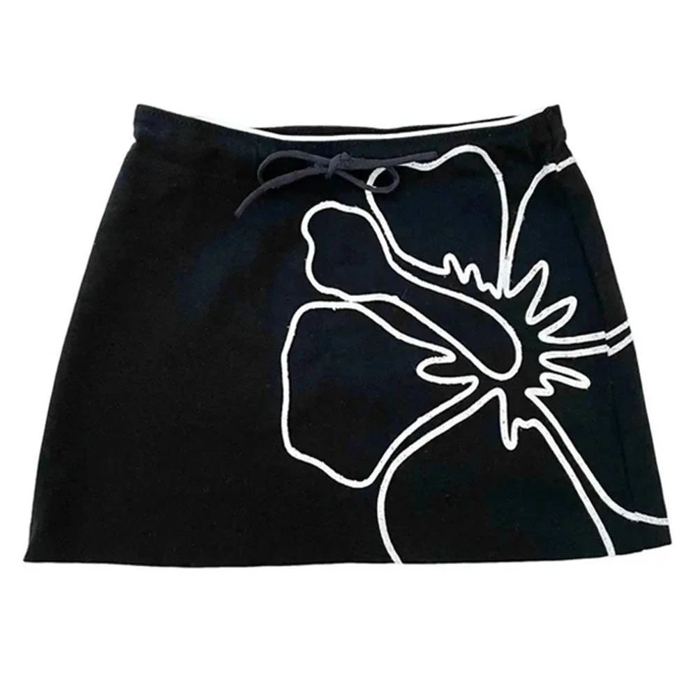 Y2K Aesthetic Hibiscus Mini Skirt — view 1 Y2K Aesthetic Hibiscus Mini Skirt — view 1