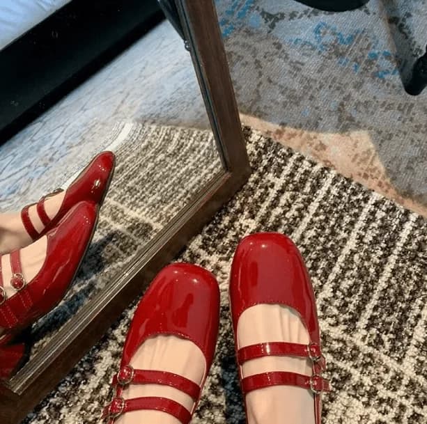Red Medium Heel Sandals — view 3 Red Medium Heel Sandals — view 3