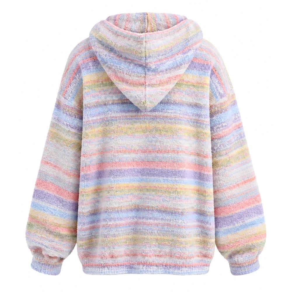 Candy Stripe Knit Zip-Up Hoodie — view 2 Candy Stripe Knit Zip-Up Hoodie — view 2