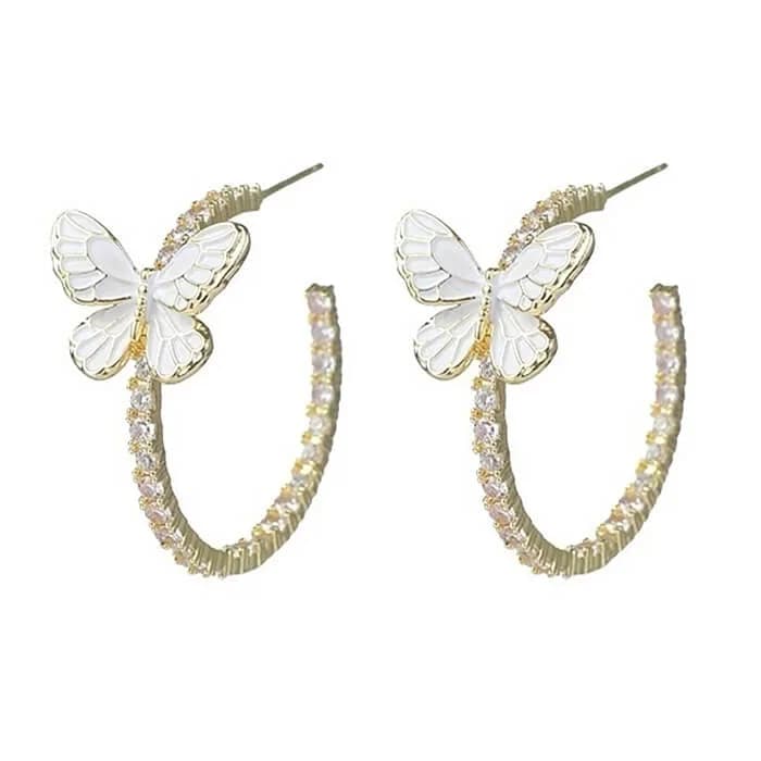 Butterfly Crystal Hoop Earrings — view 1 Butterfly Crystal Hoop Earrings — view 1