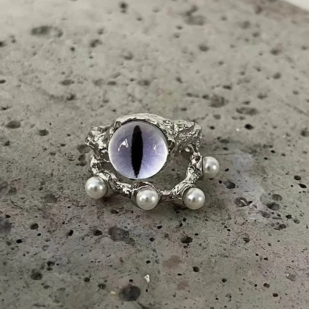 Purple Cat Eye Ring — view 2 Purple Cat Eye Ring — view 2