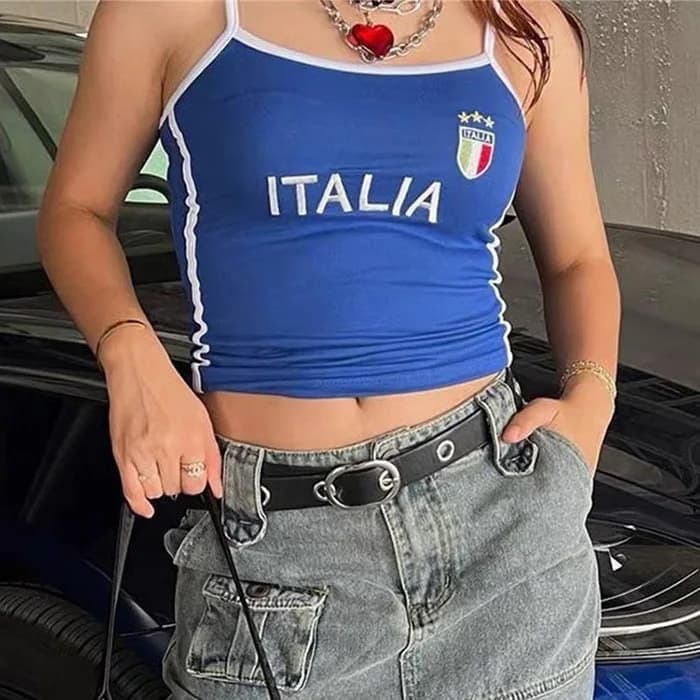 Italia Embroidery Y2K Tank Top — view 2 Italia Embroidery Y2K Tank Top — view 2