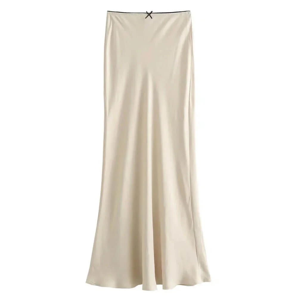 Low Waist Satin Maxi Skirt — view 1 Low Waist Satin Maxi Skirt — view 1