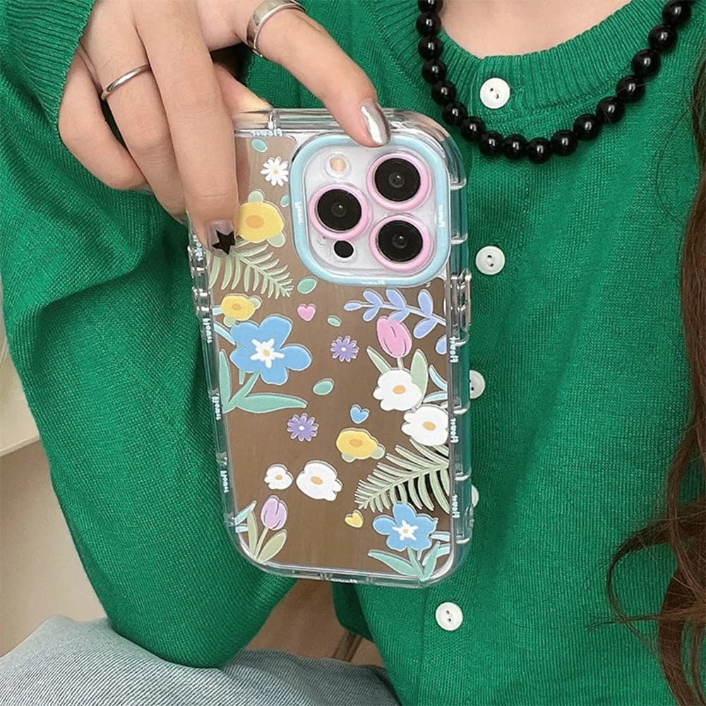 Flowers Pattern IPhone Case With Holder — view 2 Flowers Pattern IPhone Case With Holder — view 2