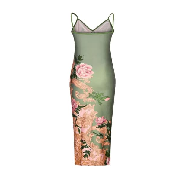 Green Floral Bodycon Dress — view 2 Green Floral Bodycon Dress — view 2