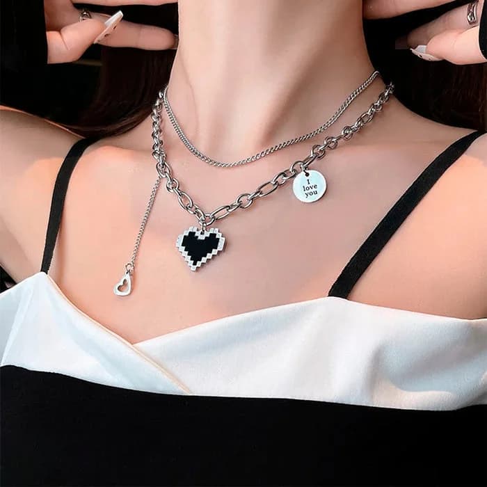 Pixel Heart Necklace — view 2 Pixel Heart Necklace — view 2