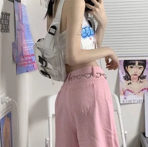 Pastel Pink Baggy Pants — view 1 Pastel Pink Baggy Pants — view 1