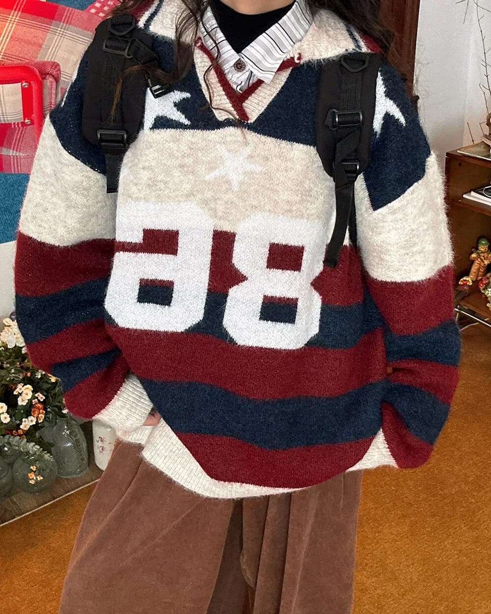 Oversized College Number Sweater — view 2 Oversized College Number Sweater — view 2