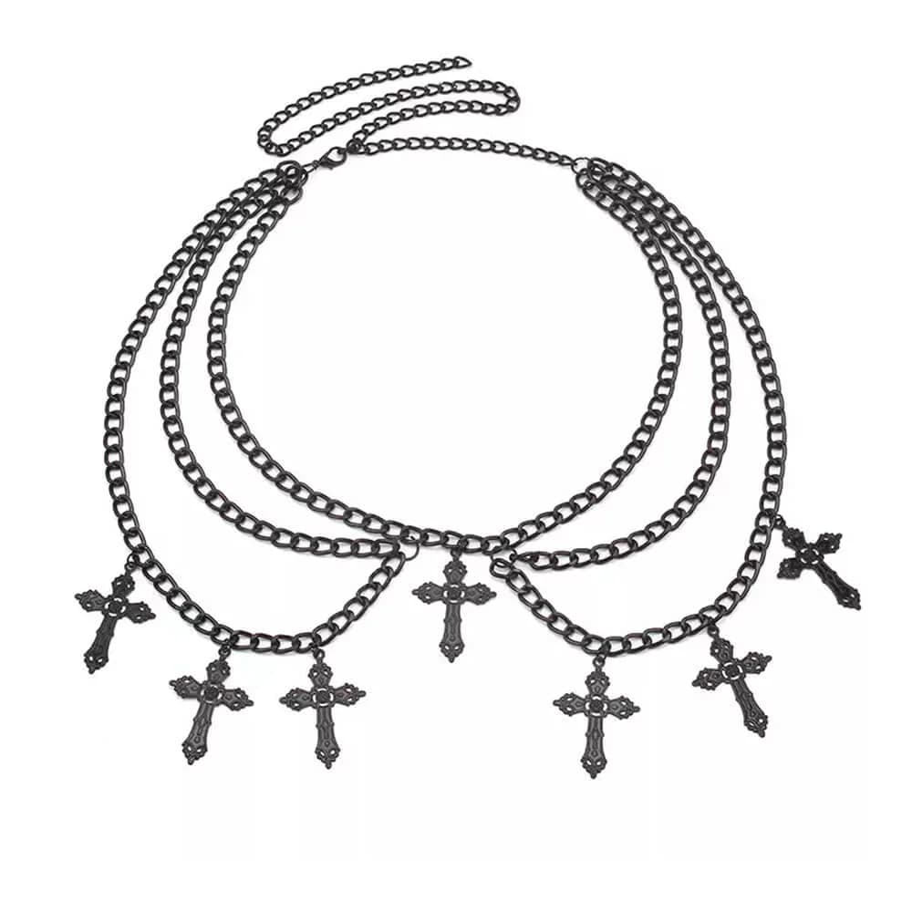 Gothic Cross Layered Chain Belt — view 1 Gothic Cross Layered Chain Belt — view 1