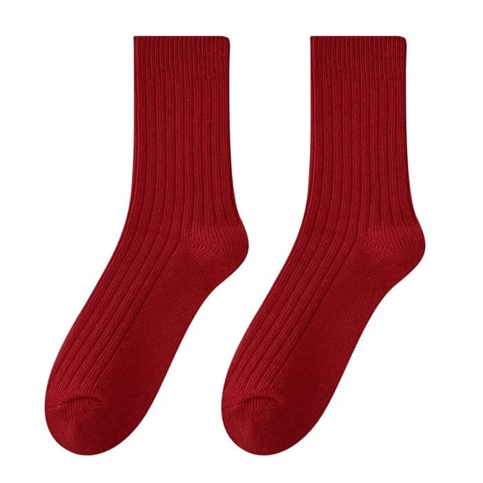 Wine Red Ribbed Socks — view 1 Wine Red Ribbed Socks — view 1