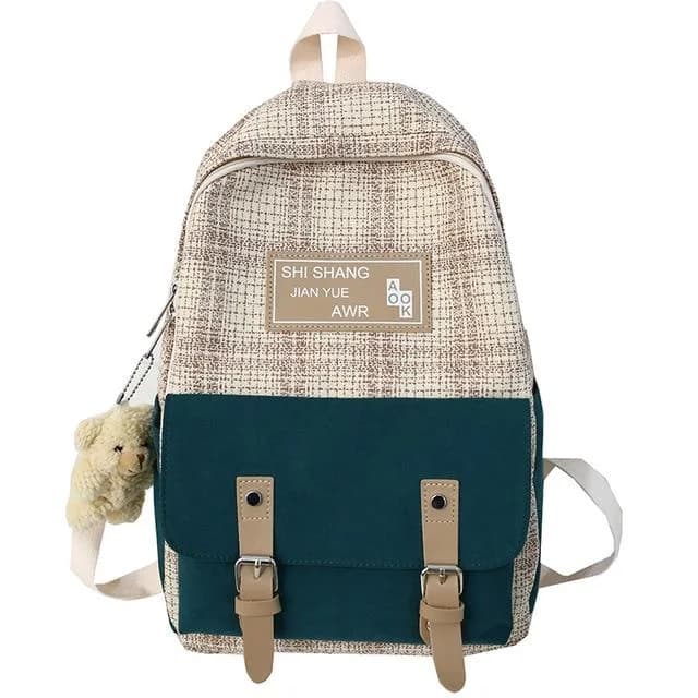 Cute Linen Buckle Backpack — view 2 Cute Linen Buckle Backpack — view 2