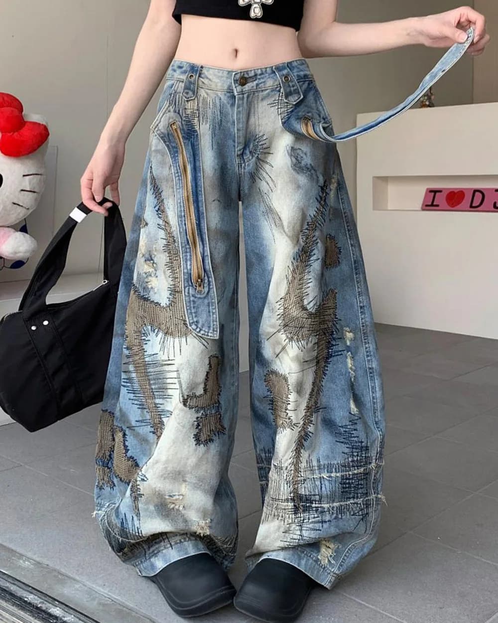 Vintage-Style Oversized Sketch Jeans — view 2 Vintage-Style Oversized Sketch Jeans — view 2
