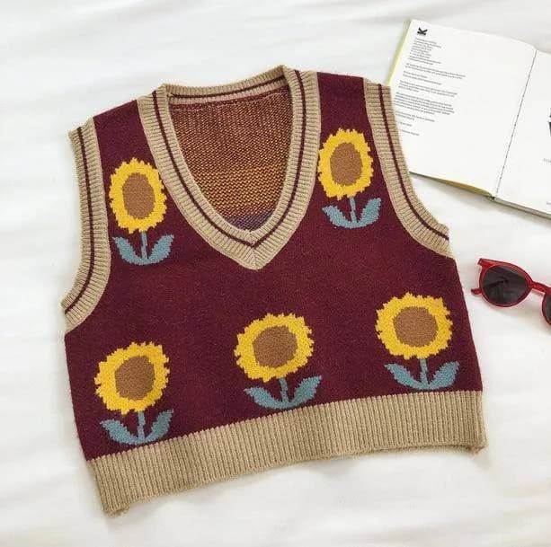 Vintage Flower Sleeveless Sweater — view 3 Vintage Flower Sleeveless Sweater — view 3