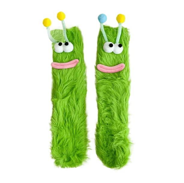 Fluffy Alien Socks — view 1 Fluffy Alien Socks — view 1