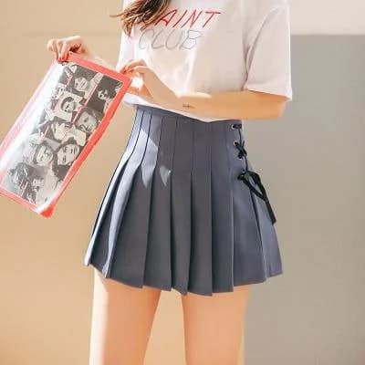 Strappy Pleated High Waist Skirt — view 2 Strappy Pleated High Waist Skirt — view 2