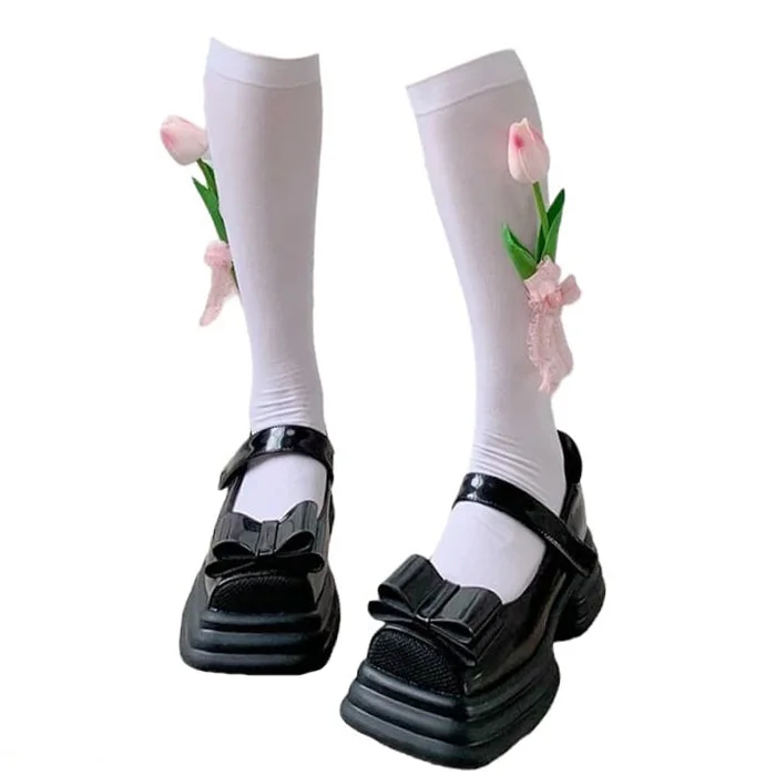 Tulip Flower Tube Socks — view 2 Tulip Flower Tube Socks — view 2