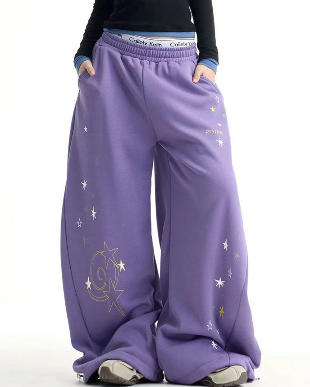 Cosmic Girl Star Print Wide Leg Pants — view 3 Cosmic Girl Star Print Wide Leg Pants — view 3
