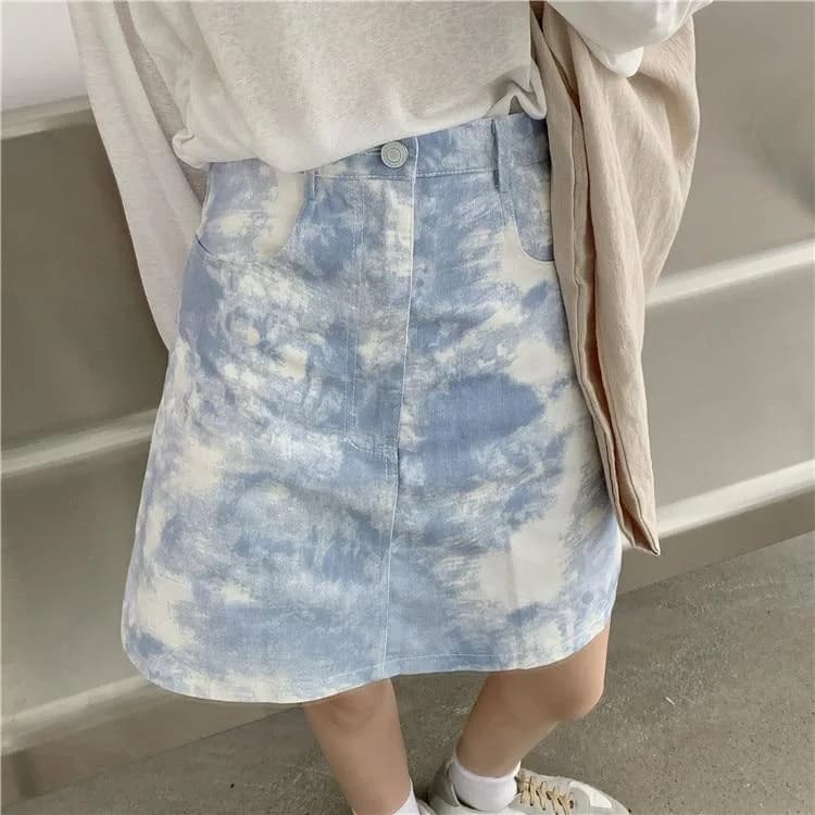Tie-dyed Blue Skirt — view 1 Tie-dyed Blue Skirt — view 1