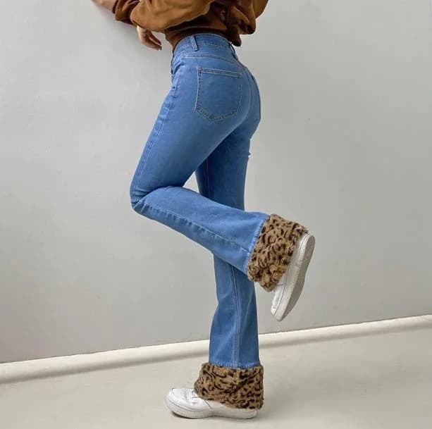 90s Leopard Cuffed Jeans — view 3 90s Leopard Cuffed Jeans — view 3