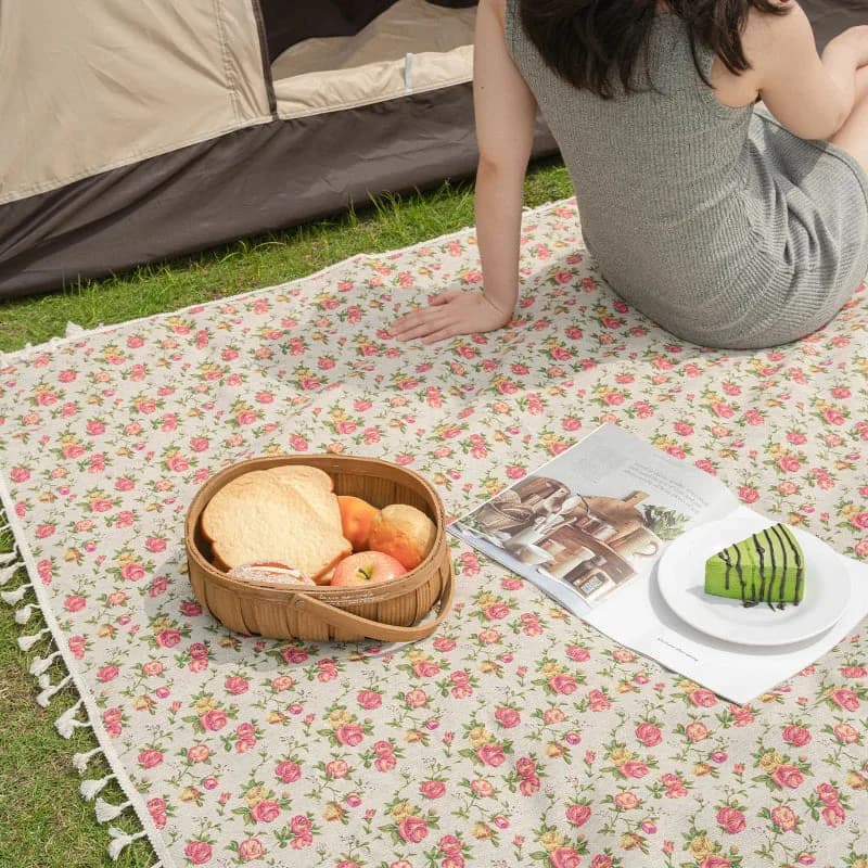 Cute Floral Cottagecore Picnic Blanket — view 1 Cute Floral Cottagecore Picnic Blanket — view 1