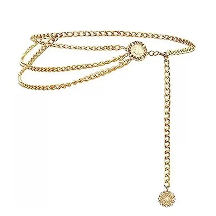 Vintage Style Coin Layered Chain Belt — view 2 Vintage Style Coin Layered Chain Belt — view 2