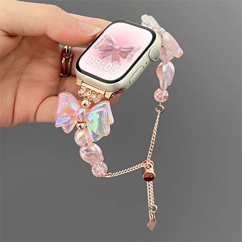 Pink Bowknot Apple Watch Band — view 2 Pink Bowknot Apple Watch Band — view 2