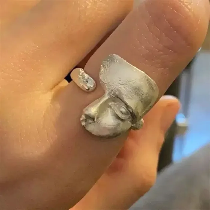 Silver Half Face Ring — view 2 Silver Half Face Ring — view 2